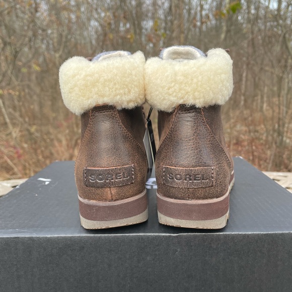 SOREL HARLOW LACE COZY 7 Women's Outdoor Boots Brown Leather Waterproof New - Picture 6 of 10